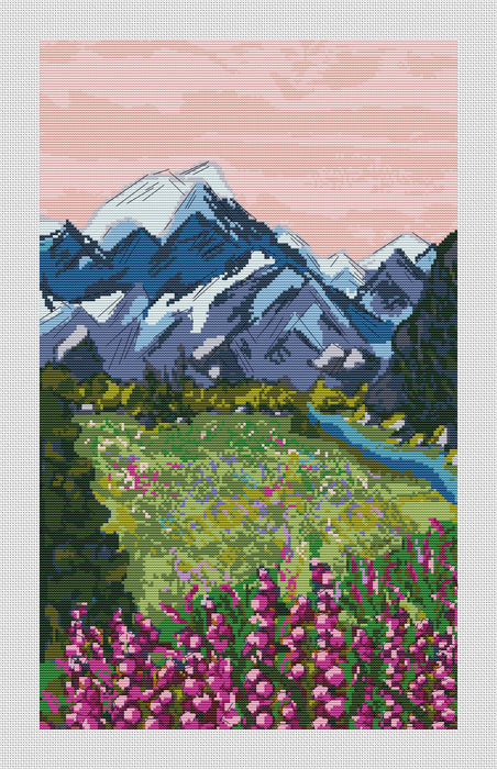 Mountain Landscape - PDF Cross Stitch Pattern