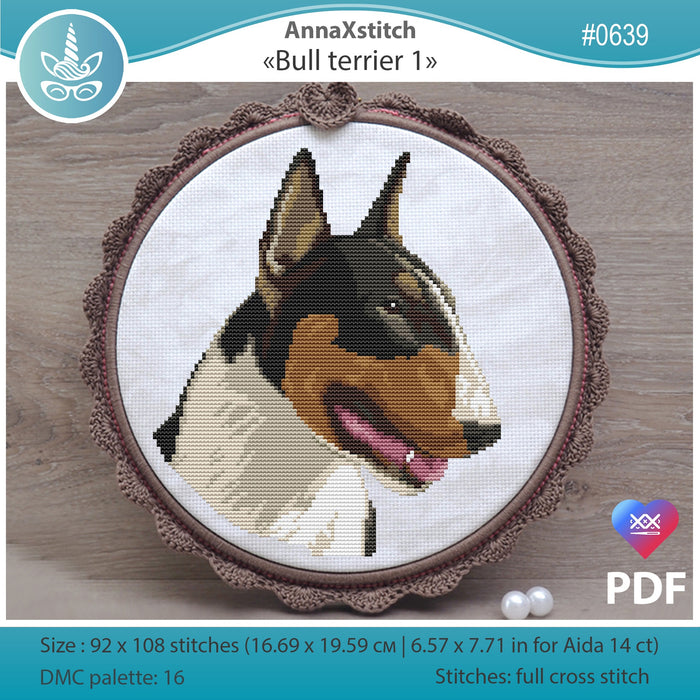 Bull terrier 1 - PDF Cross Stitch Pattern