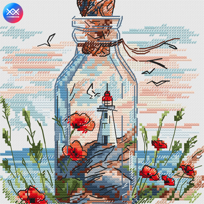 Light Bottle. Poppies - PDF Cross Stitch Pattern
