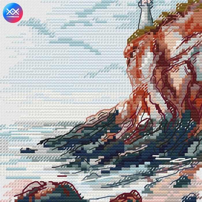 Lighthouse on a Cliff - PDF Cross Stitch Pattern