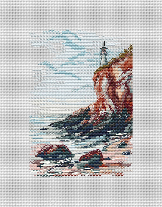 Lighthouse on a Cliff - PDF Cross Stitch Pattern