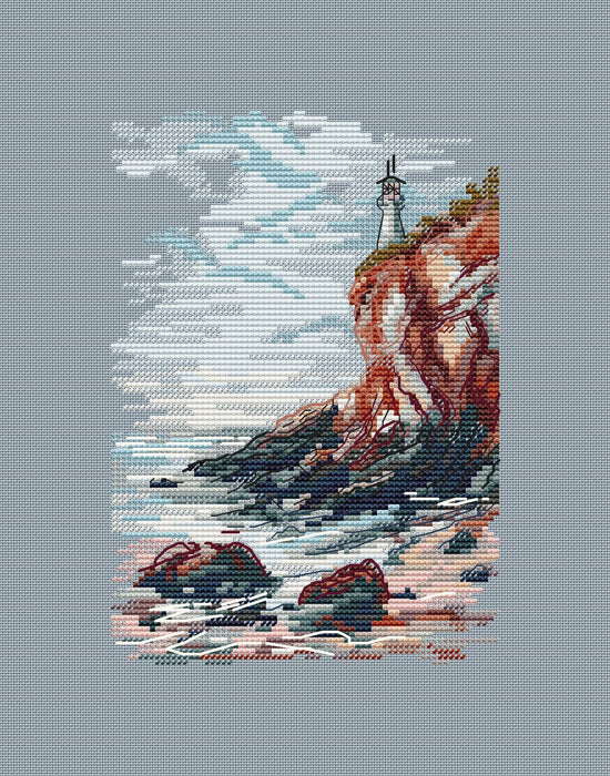 Lighthouse on a Cliff - PDF Cross Stitch Pattern