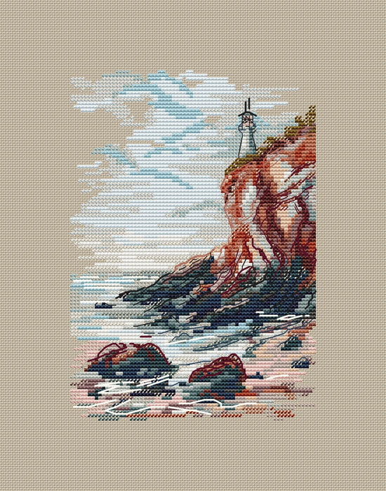 Lighthouse on a Cliff - PDF Cross Stitch Pattern