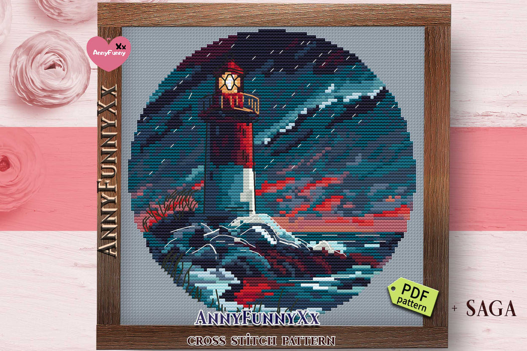 Ice Lighthouses. Crimson Charm - PDF Cross Stitch Pattern