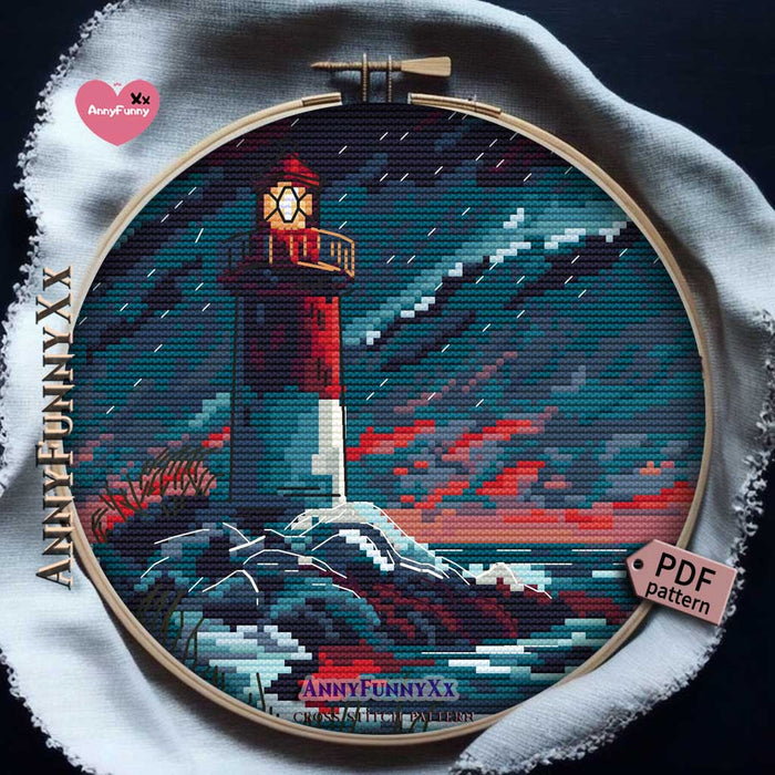 Ice Lighthouses. Crimson Charm - PDF Cross Stitch Pattern