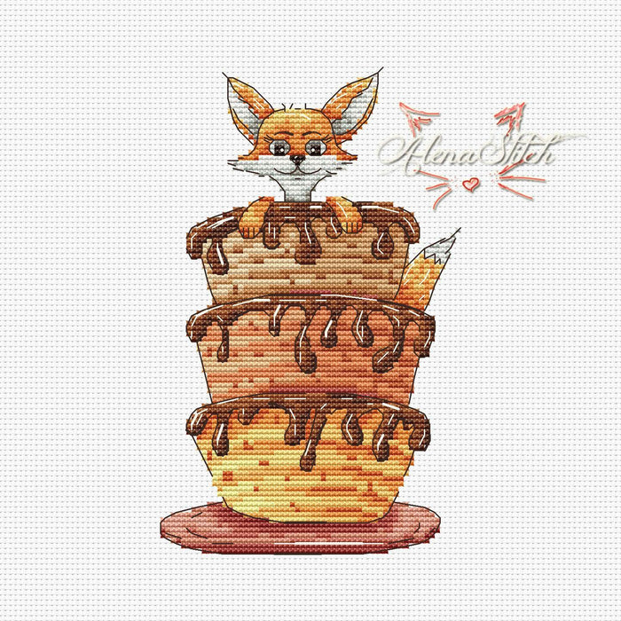 Little fox sweet tooth - PDF Cross Stitch Pattern - Wizardi
