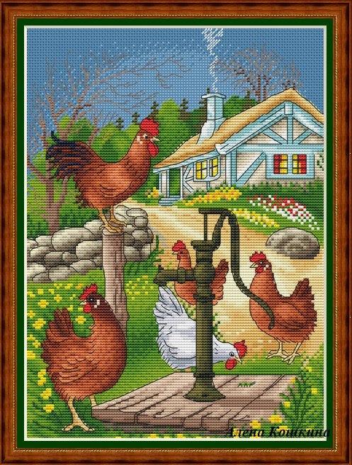 Little Hens - PDF Cross Stitch Pattern - Wizardi