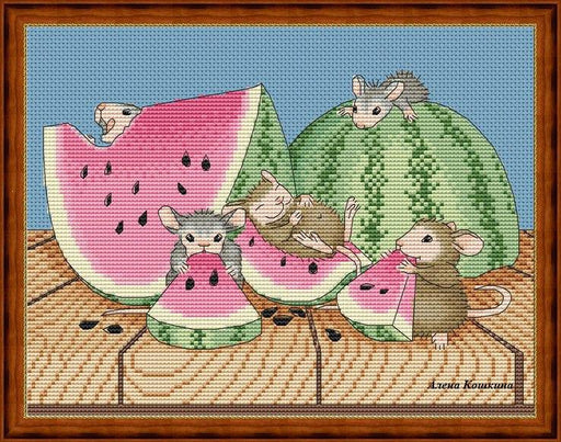 Mice & Watermelon - PDF Cross Stitch Pattern - Wizardi