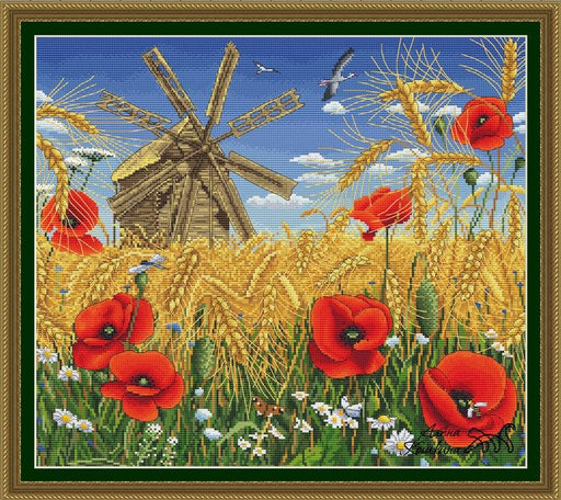 Mill In The Poppies - PDF Cross Stitch Pattern - Wizardi