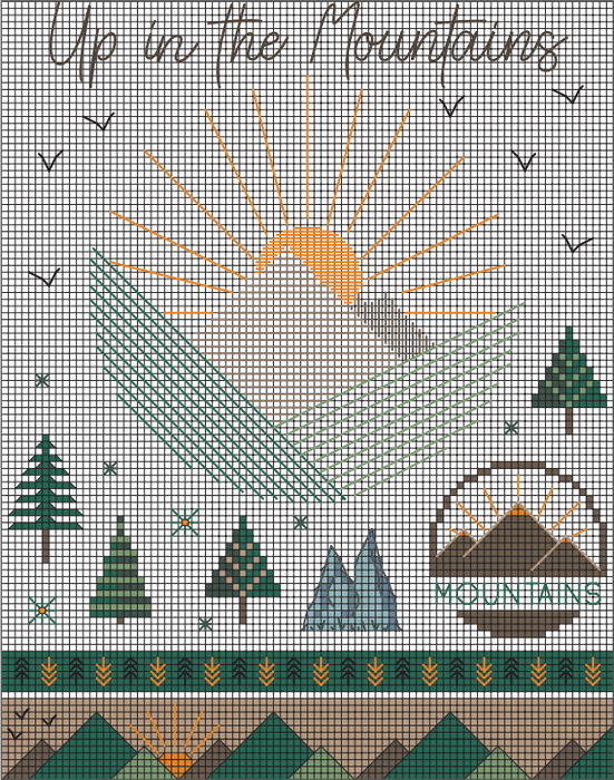 Mountain Love - PDF Free Cross Stitch Pattern - Wizardi