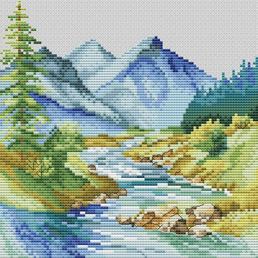 Mountain River - PDF Cross Stitch Pattern - Wizardi