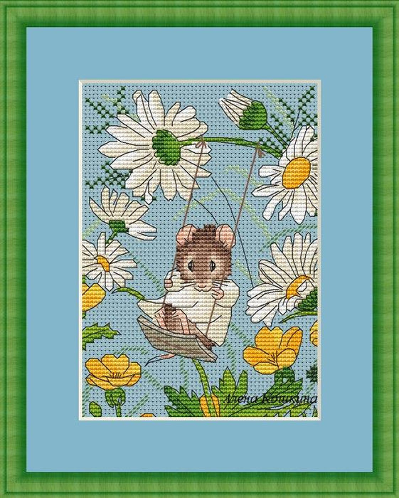 Mouse On A Swing - PDF Cross Stitch Pattern - Wizardi