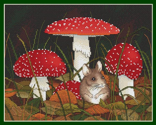 Mouse Under The Fly Agaric - PDF Cross Stitch Pattern - Wizardi