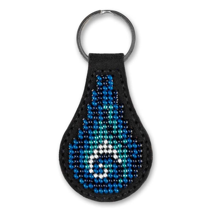 Bead embroidery kit on artificial leather Key ring  FLBB-088