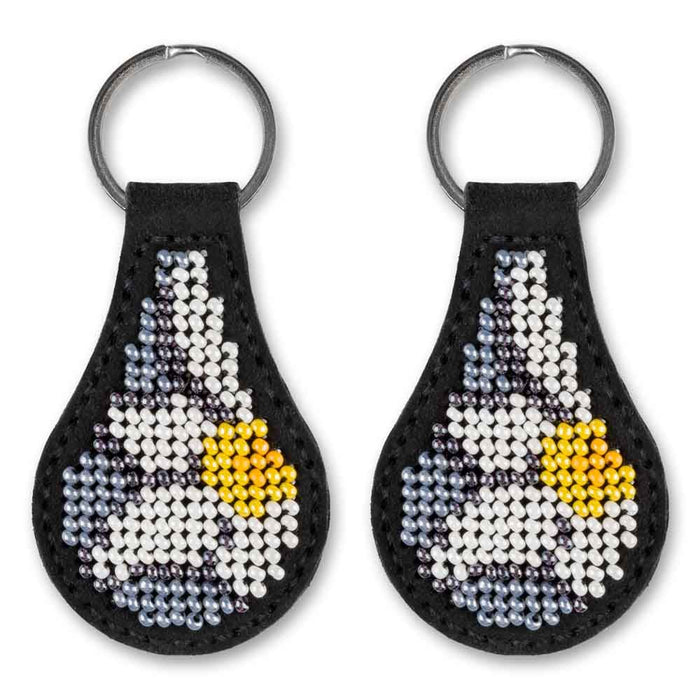 Bead embroidery kit on artificial leather Key ring  FLBB-090