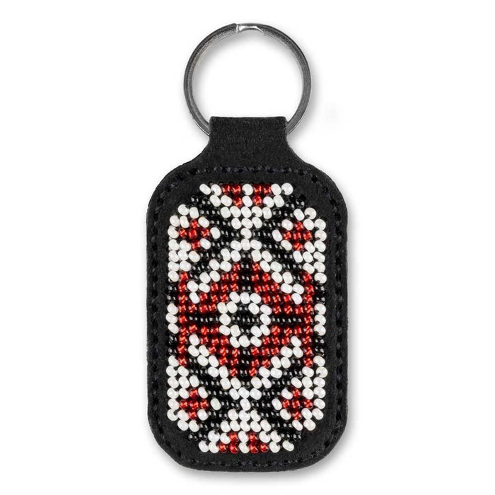 Bead embroidery kit on artificial leather Key ring  FLBB-095