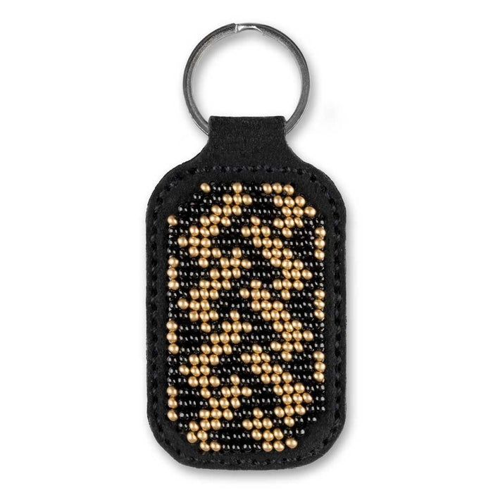 Bead embroidery kit on artificial leather Key ring  FLBB-096