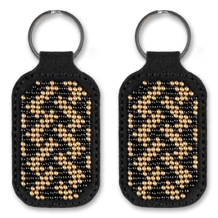Bead embroidery kit on artificial leather Key ring  FLBB-096