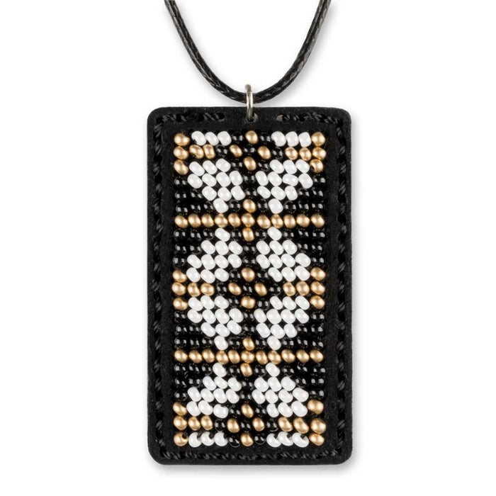 Bead embroidery kit on artificial leather Pendant  FLBB-078