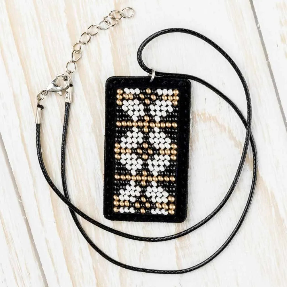 Wonderland Crafts Bead Embroidery Kit - Artificial Leather Pendant FLBB-081 With Preciosa Beads