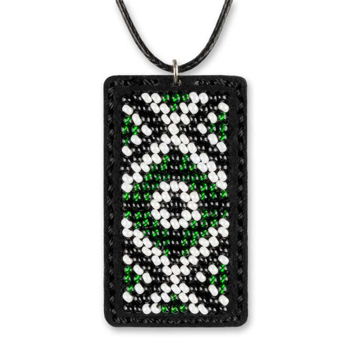Bead embroidery kit on artificial leather Pendant  FLBB-079