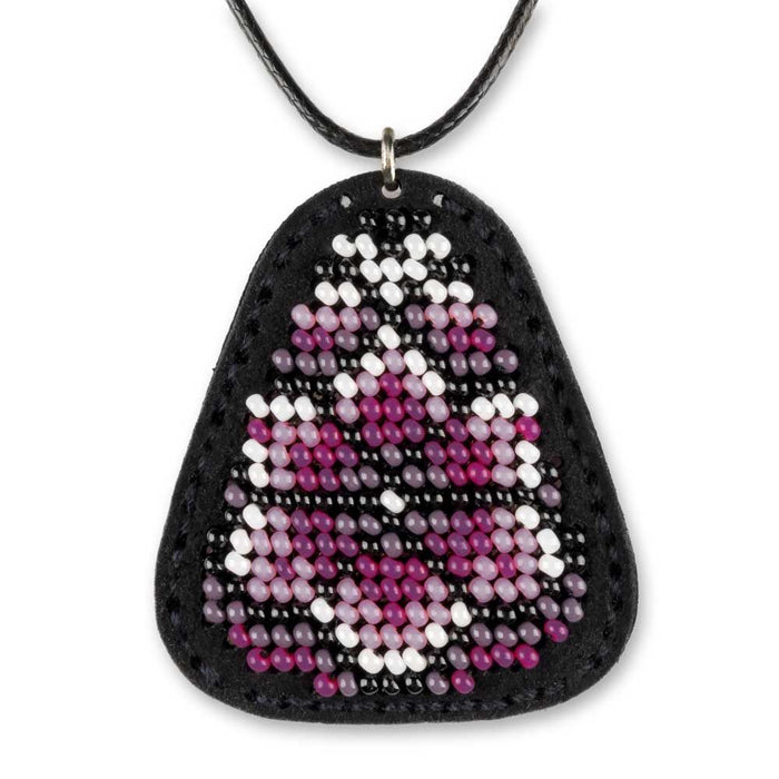 Bead embroidery kit on artificial leather Pendant  FLBB-081