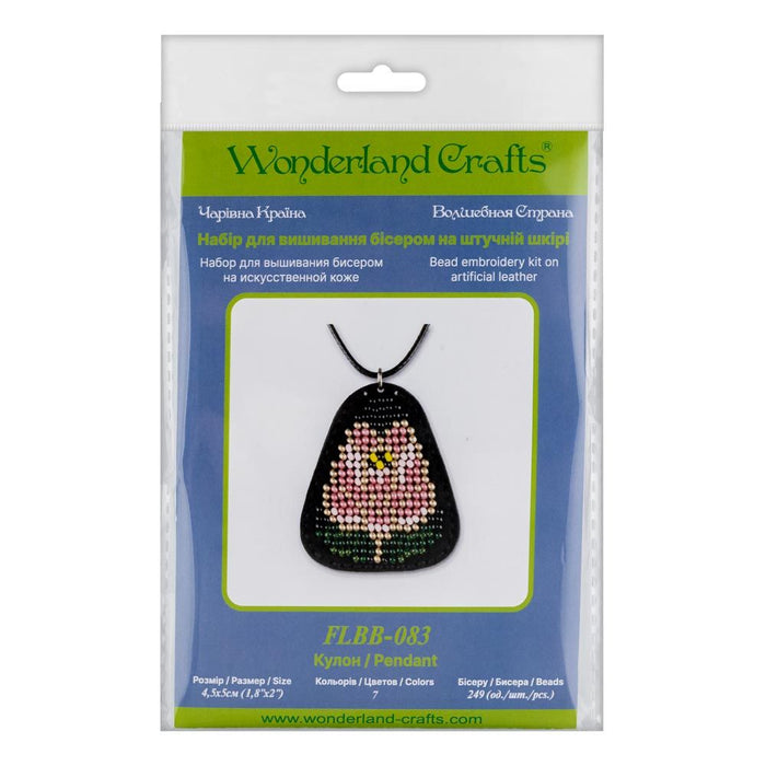 Bead embroidery kit on artificial leather Pendant  FLBB-083