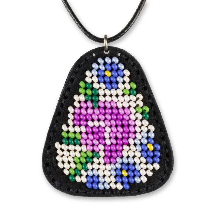 Bead embroidery kit on artificial leather Pendant  FLBB-086