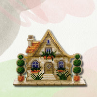 Wooden Bead Embroidery Kit ‚Äì ‚ÄúHouse With Topiary‚Äù FLK-589