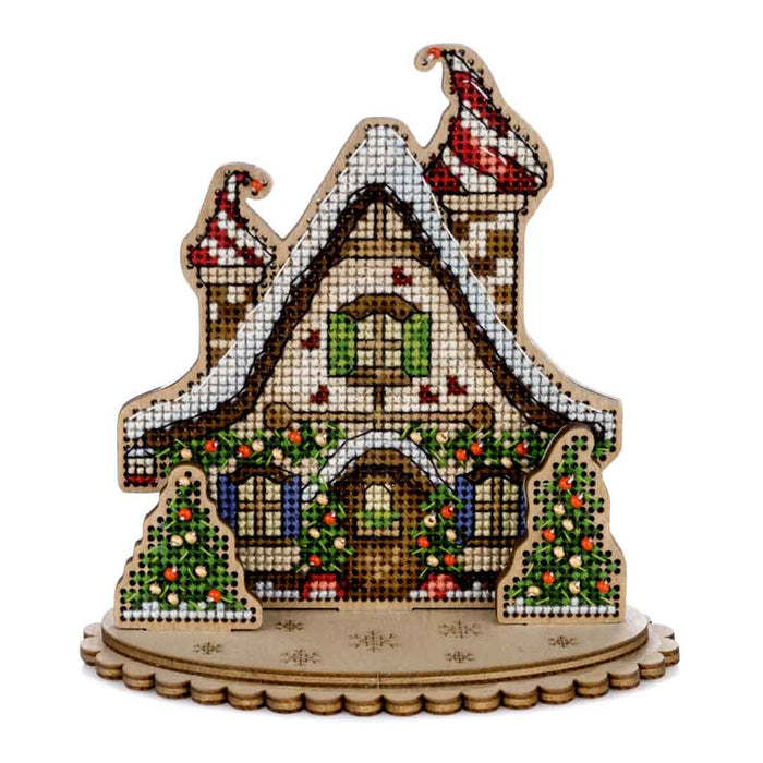 Christmas House Cross-stitch kit on wood FLW-046