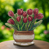 Cross-stitch kits on wood Tulips FLW-077