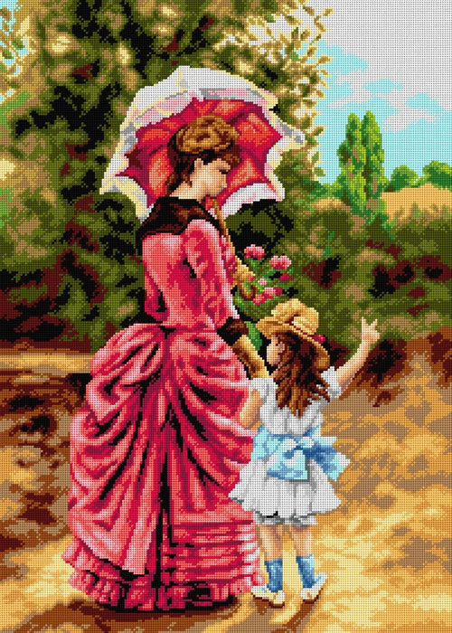 Needlepoint canvas for halfstitch without yarn after Charles Cres - Mother and Child 2907R - Wizardi