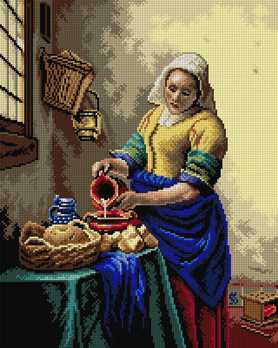 Needlepoint canvas for halfstitch without yarn after Johan vermeer - Milkmaid 2850M - Wizardi