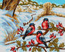 Needlepoint canvas for halfstitch without yarn Winter Landscape with Bullfinches 2421M - Wizardi