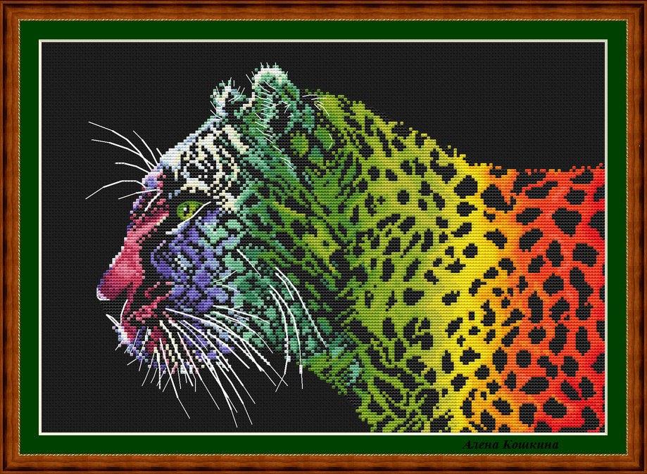 Neon Cheetah - PDF Cross Stitch Pattern - Wizardi