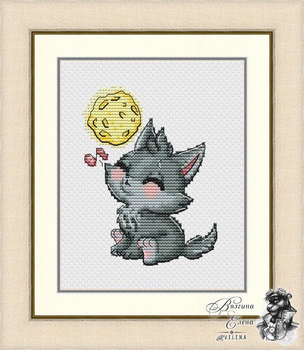 Wolf and Moon - PDF Cross Stitch Pattern