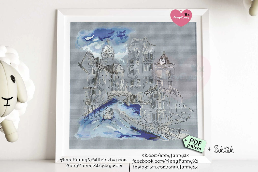 Old Town Blue - PDF Cross Stitch Pattern