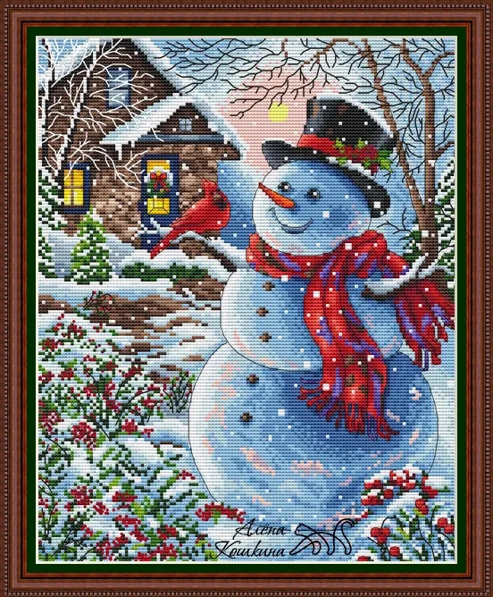 Cheerful Snowman - Pdf Cross Stitch Pattern — Wizardi