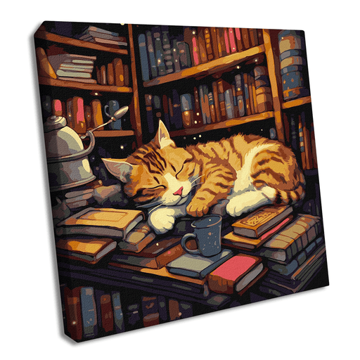 Painting by Numbers kit Fluffy book lover KHO6505 - Wizardi