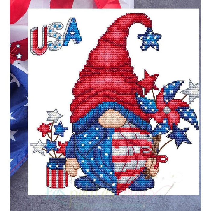 Patriotic Gnome - PDF Cross Stitch Pattern - Wizardi