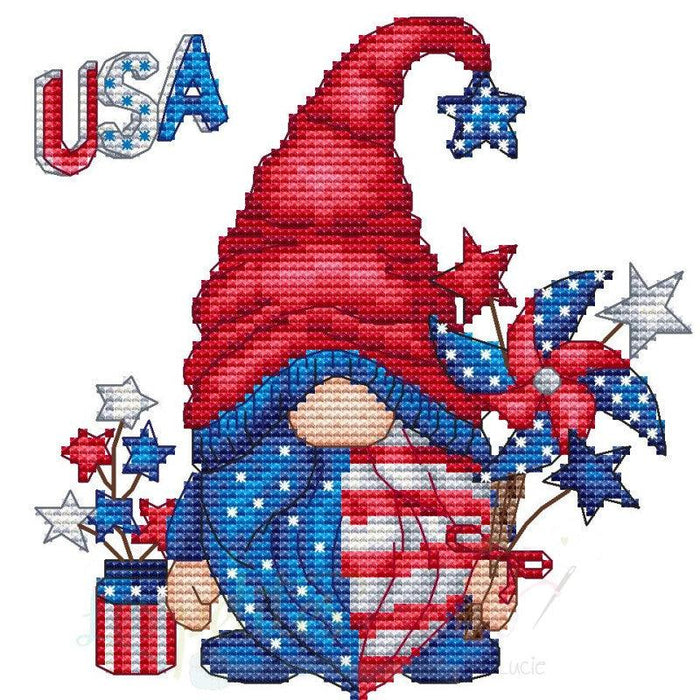 Patriotic Gnome - PDF Cross Stitch Pattern - Wizardi