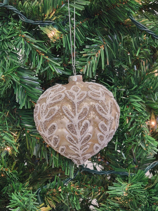 White Heart-Shaped Glass Christmas Ornament F07M7-31-LH76-23104