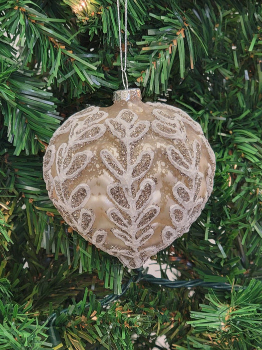 White Heart-Shaped Glass Christmas Ornament F07M7-31-LH76-23104