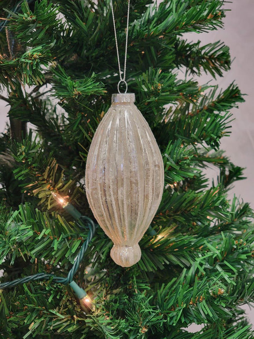 Gold Elongated Teardrop Glass Christmas Ornament F07M7-5-LH76-23191