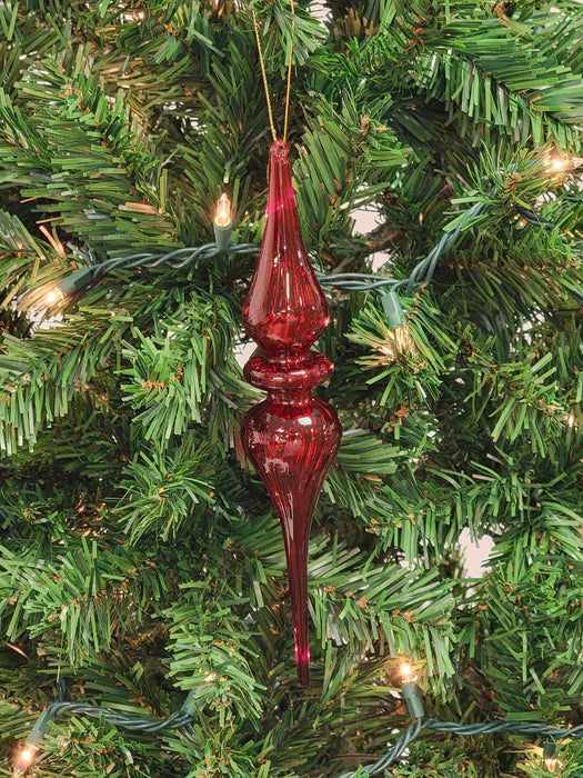 Red Elongated Finial Glass Christmas Ornament F07M7-1-LH76-23215