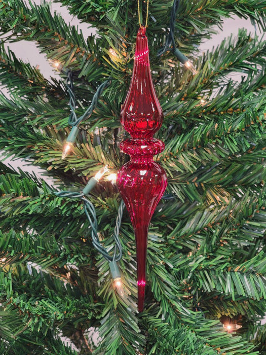 Red Elongated Finial Glass Christmas Ornament F07M7-1-LH76-23215