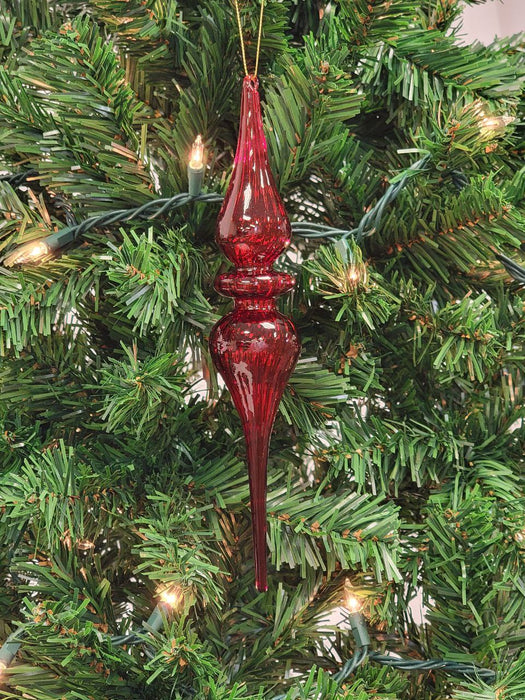 Red Elongated Finial Glass Christmas Ornament F07M7-1-LH76-23215