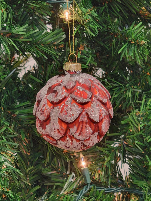 Red Pinecone-Shaped Glass Christmas Ornament F07M7-13-LH76-23148