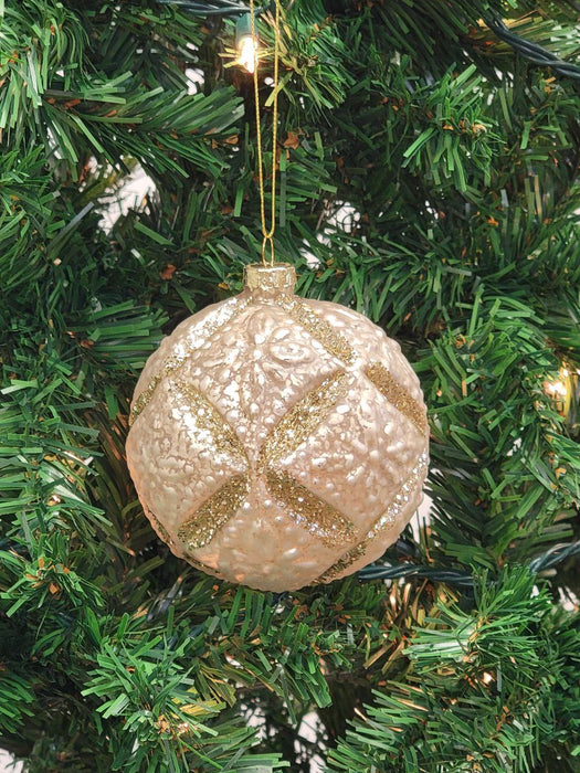 Gold Textured Ball Glass Christmas Ornament F07M7-28-LH76-23041