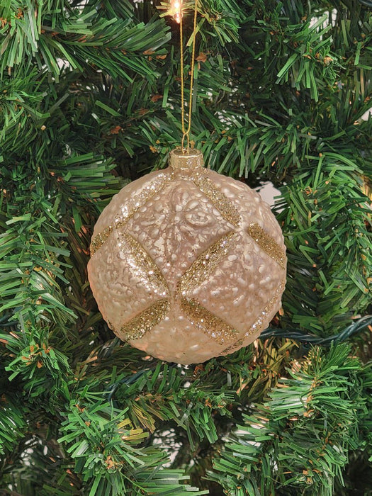 Gold Textured Ball Glass Christmas Ornament F07M7-28-LH76-23041